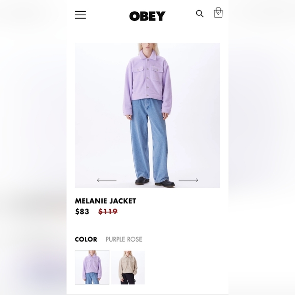 NWT OBEY Melanie Fleece Trucket Jacket Size M in Purple Rose - Picture 11 of 13